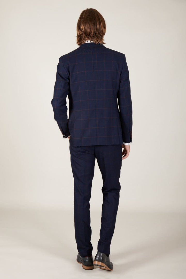 Marc Darcy Edinson Navy Check Two Piece Suit - Suit & Tailoring