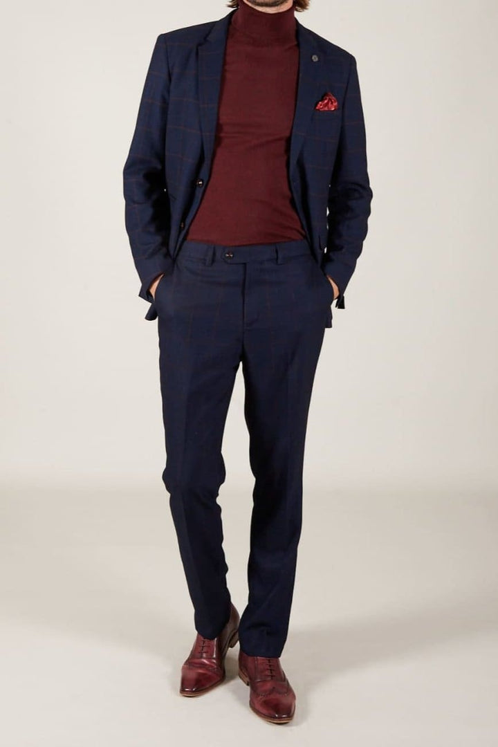 Marc Darcy Edinson Navy Check Two Piece Suit - 36R / 30R - Suit & Tailoring