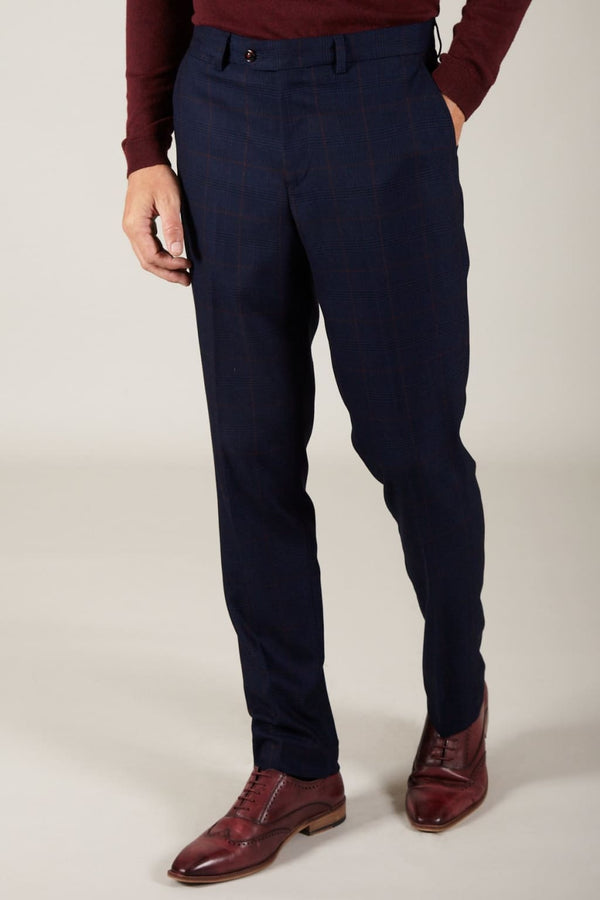 Marc Darcy Edinson Navy Check Two Piece Suit - Suit & Tailoring