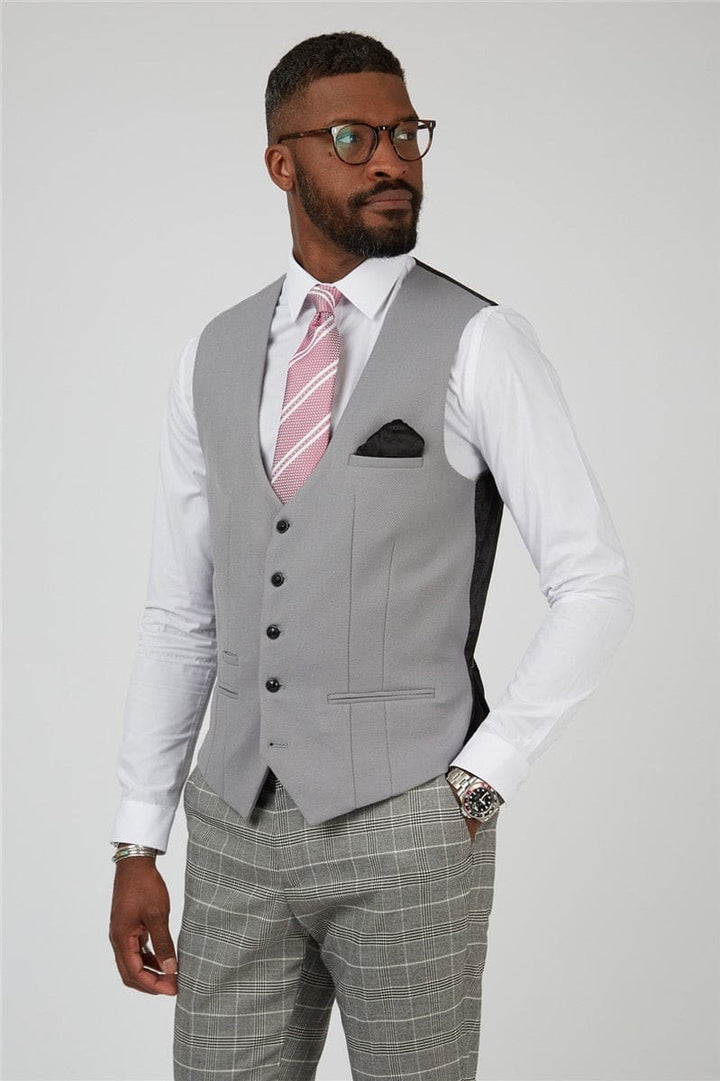 Marc Darcy Kelvin Silver Single Breasted Waistcoat - Suit & Tailoring