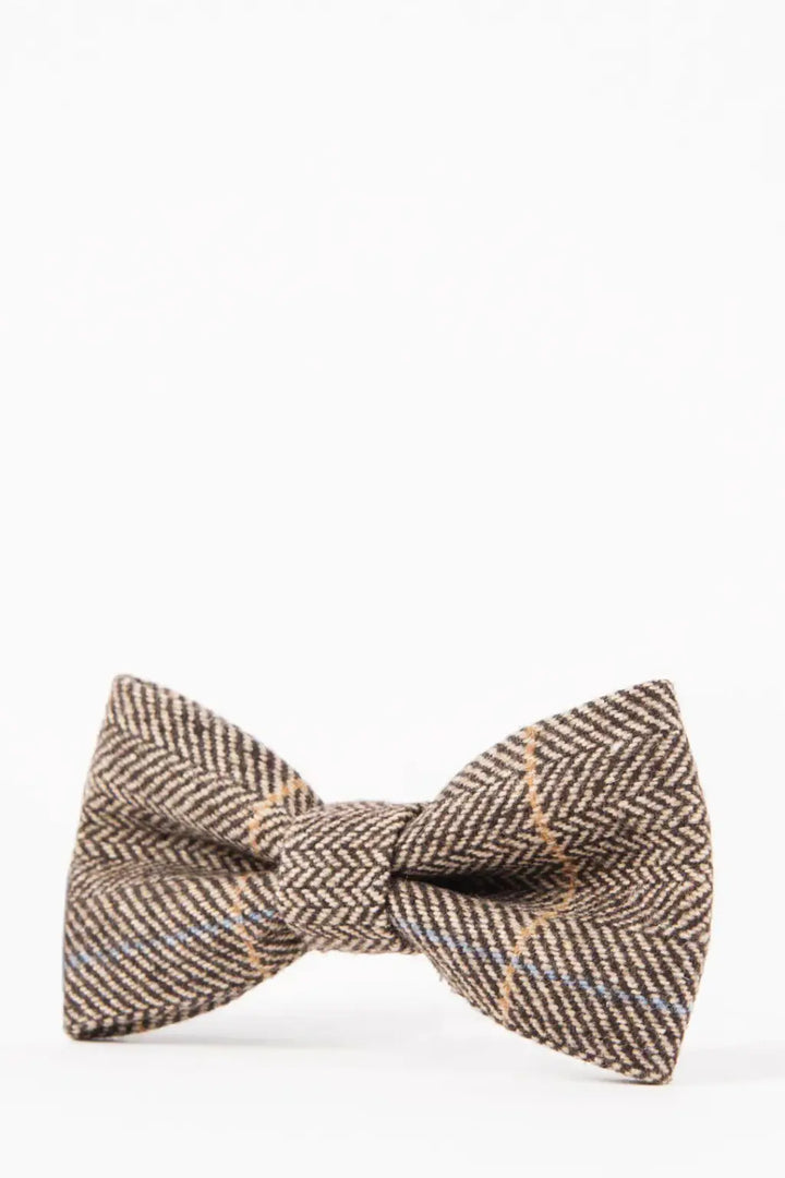 Marc Darcy Ted Tan Check Tweed Bow Tie - Accessories