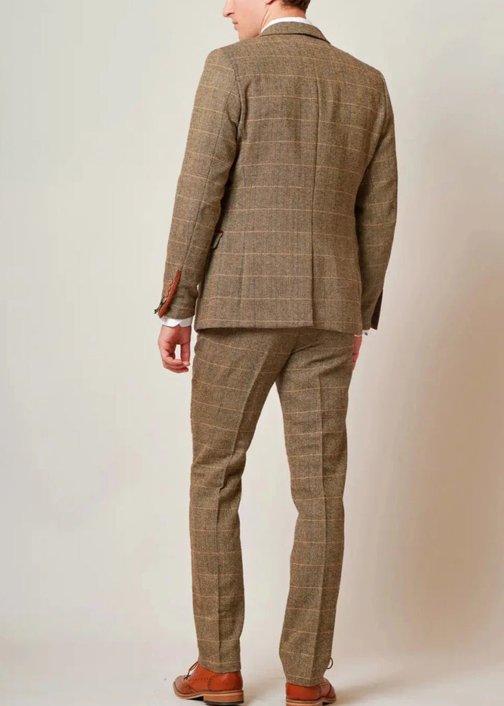 Marc Darcy Ted Tan Heritage Tweed Check Blazer