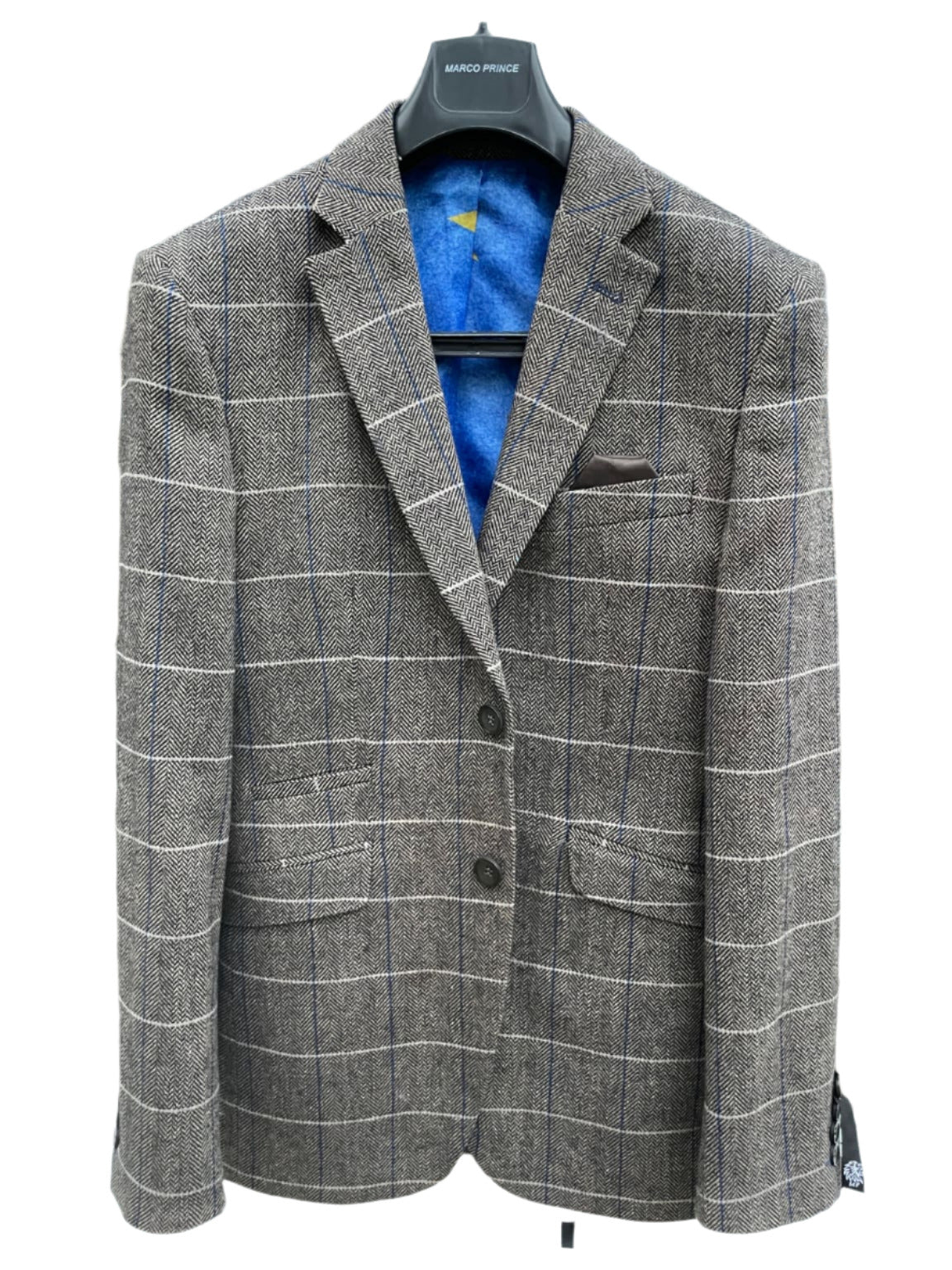 Marco Prince | Marco Prince Rex Men's 3 Piece Brown Slim Fit Check ...