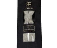 Cavani Light Grey Herringbone Tweed Bow Tie