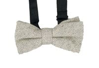 Cavani Light Grey Herringbone Tweed Bow Tie