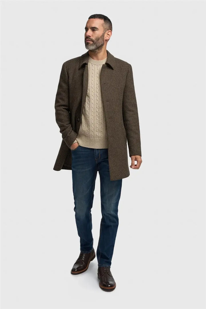 Cavani Pearson Brown Wool Blend Overcoat