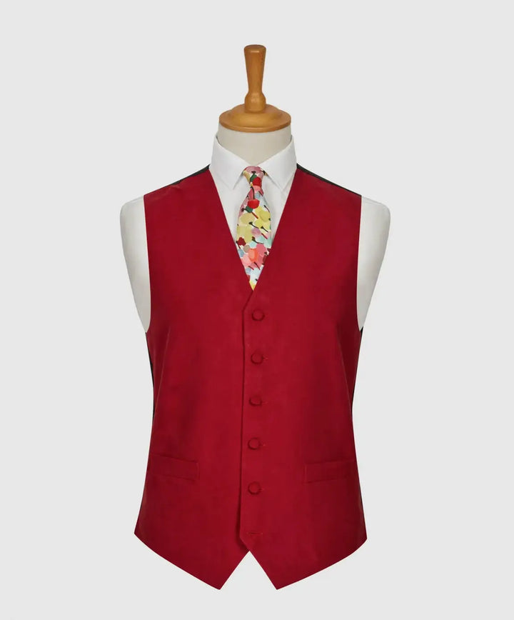 LA Smith ’Suede Look’ Waistcoat - Red / S