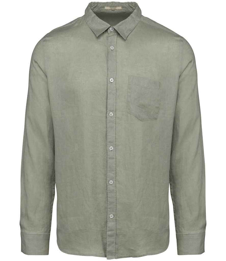 Native Spirit Almond Green Long Sleeve Linen Shirt