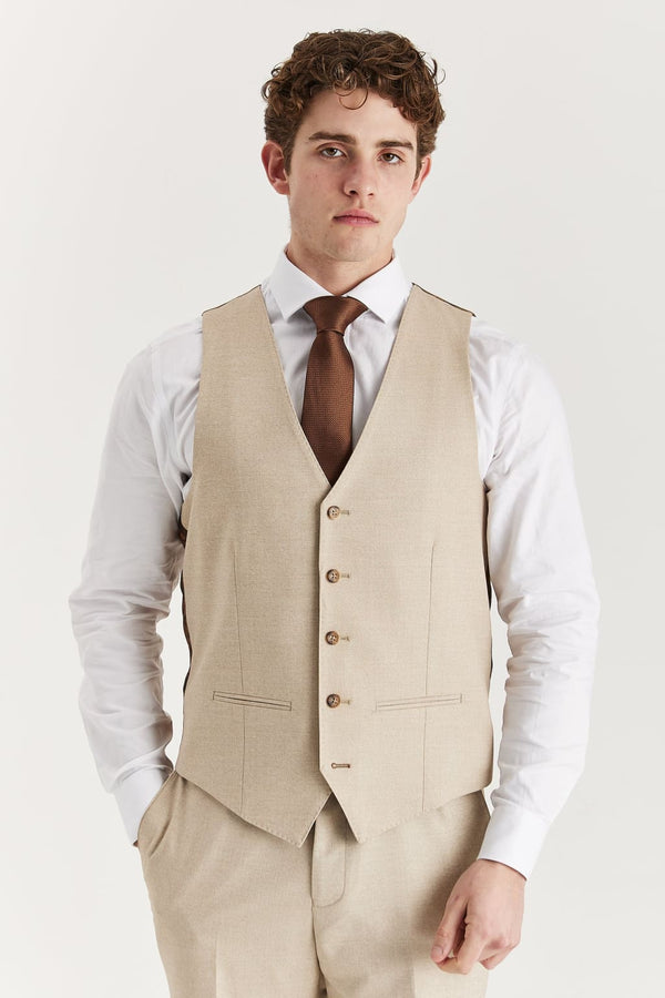 Belmont - Men’s Beige Waistcoat - Waistcoat