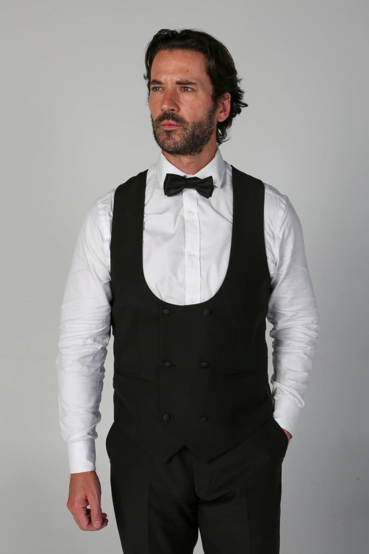 Ford - Men’s Black Double-Breasted Waistcoat - Waistcoat