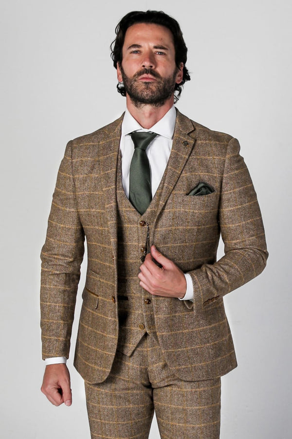 Harris - Mens Brown Tweed Check Blazer - Men’s blazer