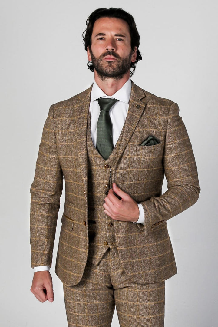 Harris - Mens Brown Tweed Check Blazer - Men’s blazer