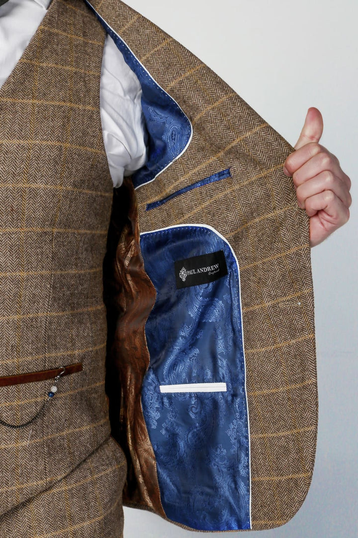 Harris - Mens Brown Tweed Check Blazer - Men’s blazer