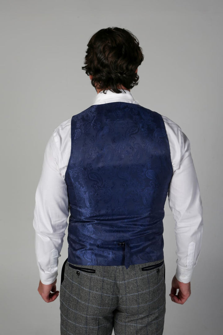 Harris - Men’s Grey Tweed Check Waistcoat - Waistcoat