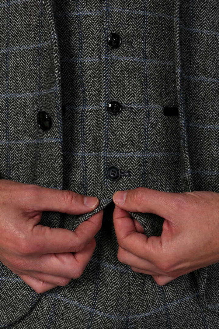 Harris - Men’s Grey Tweed Check Waistcoat - Waistcoat