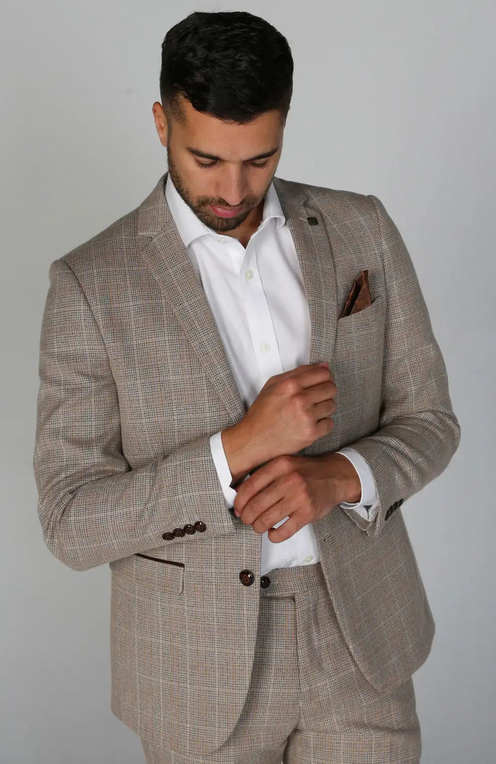 Paul Andrew Holland Beige Men’s 3 Piece Suit - Suits