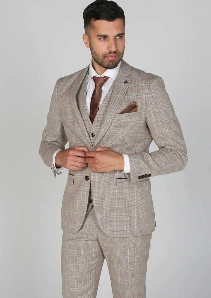 Paul Andrew Holland Beige Men’s 3 Piece Suit - Suits