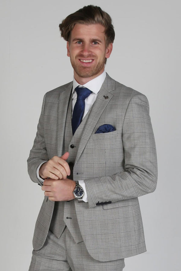 Hugo Grey Check Three Piece Suit - Men’s Suits