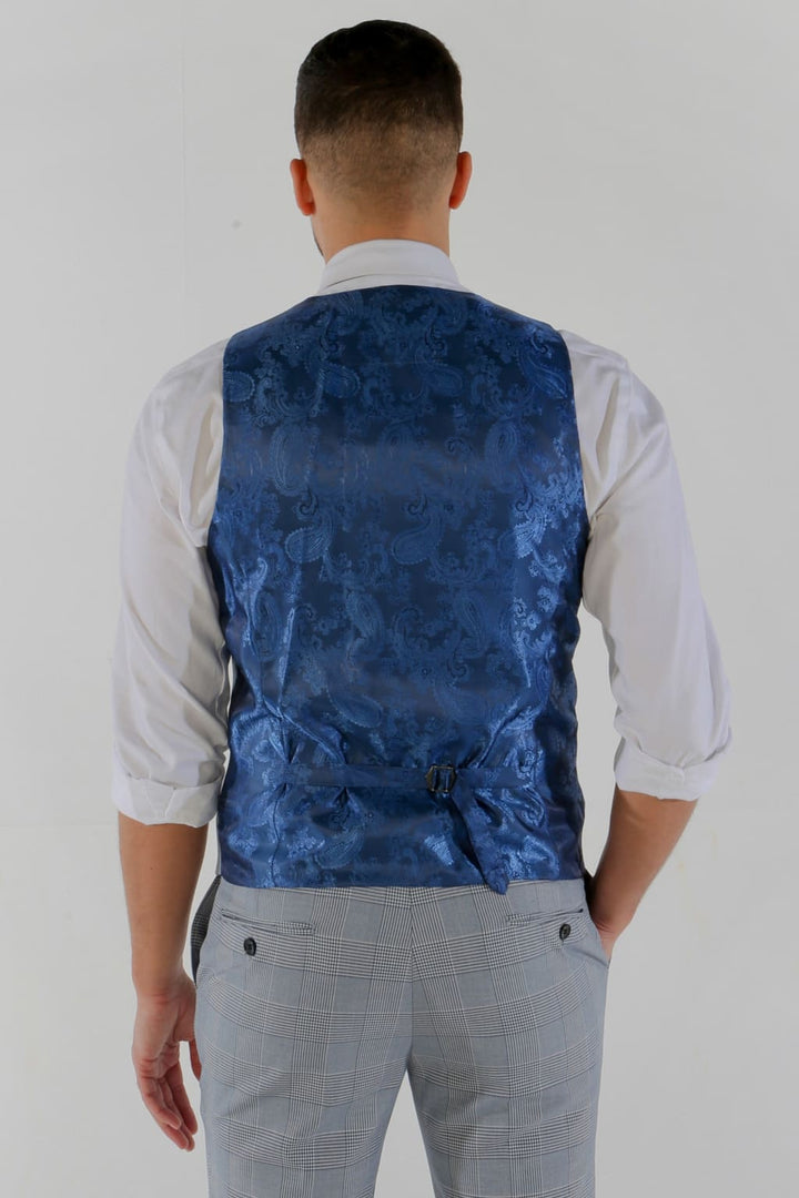 Mark - Sky Blue Check Waistcoat - Waistcoat