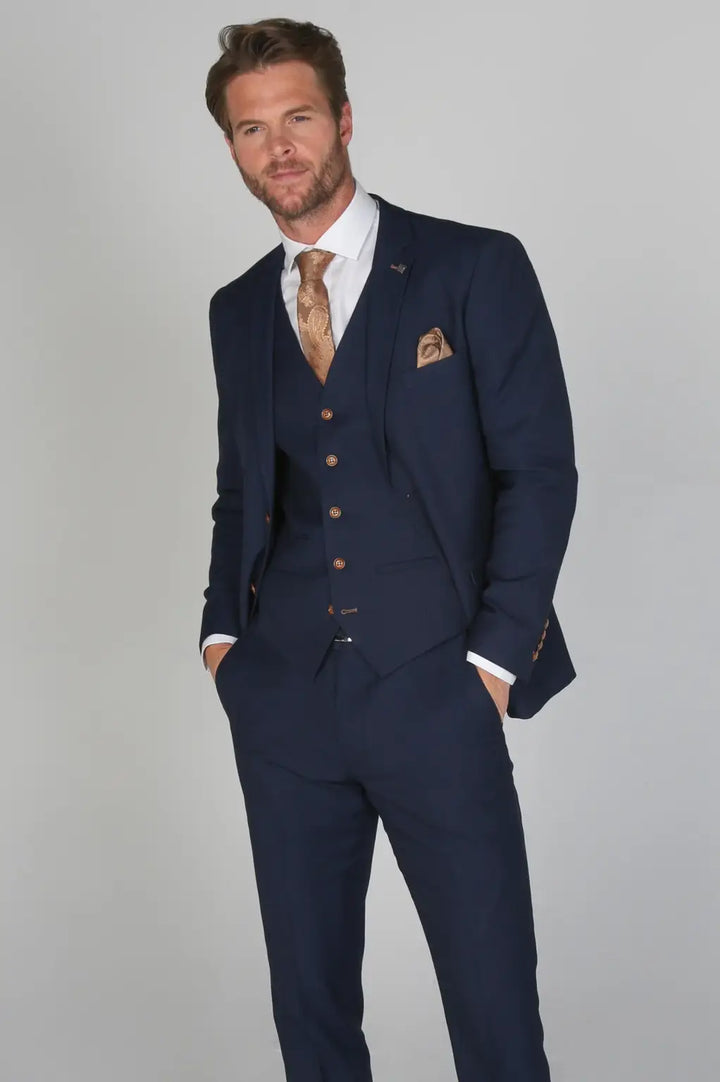 Mayfair Navy Men’s Three Piece Suit - 34R / 28R