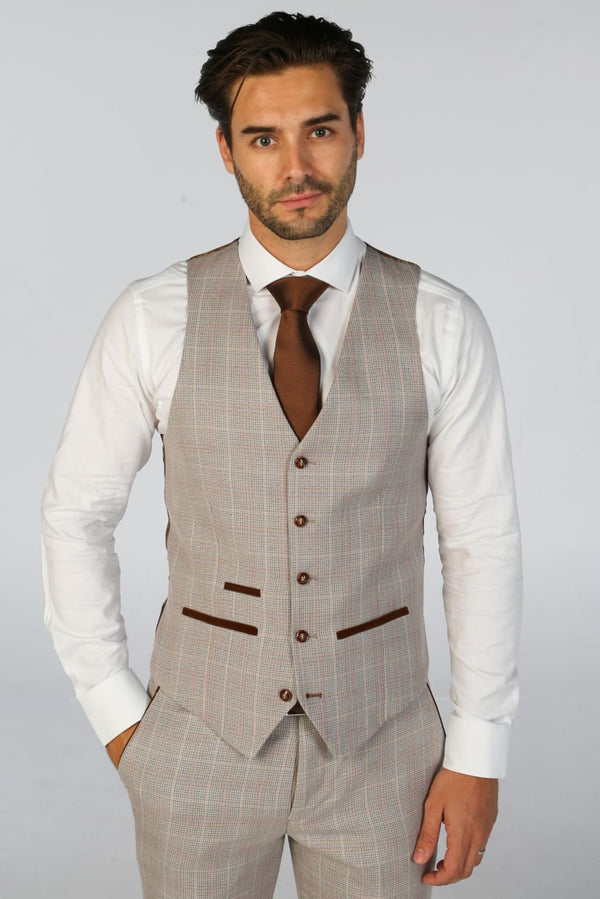 Men’s Leo Beige Waistcoat - waistcoat