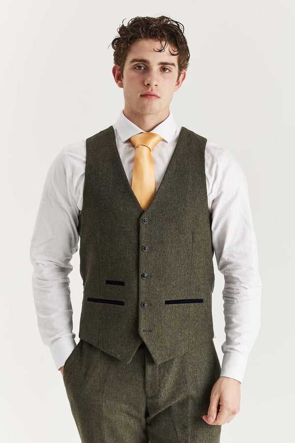 Oscar - Men’s Green Tweed Waistcoat - Waistcoat