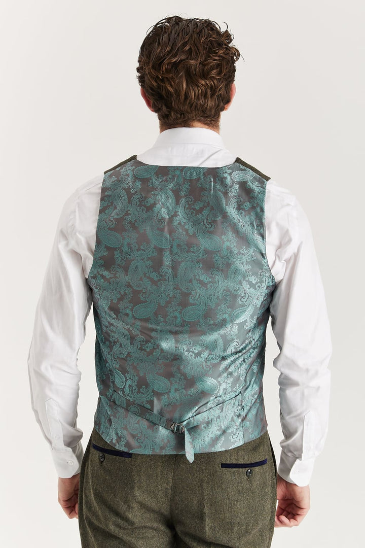 Oscar - Men’s Green Tweed Waistcoat - Waistcoat