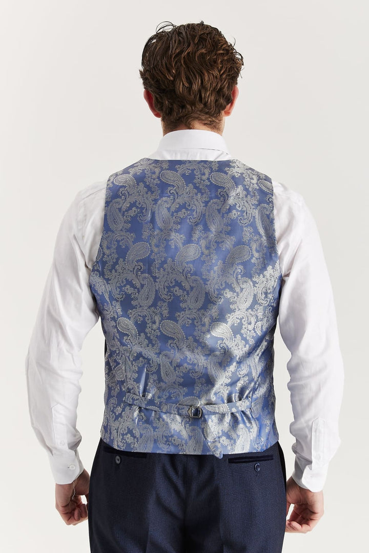 Regent - Men’s Navy Check Waistcoat - Waistcoat