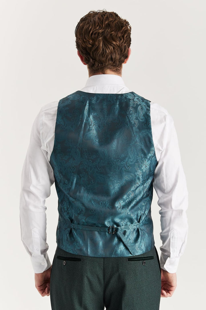 Regent - Men’s Olive Check Waistcoat - Waistcoat