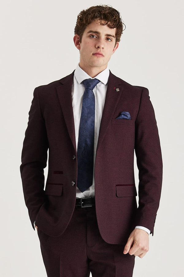 Regent - Men’s Wine Check Blazer - Men’s blazer
