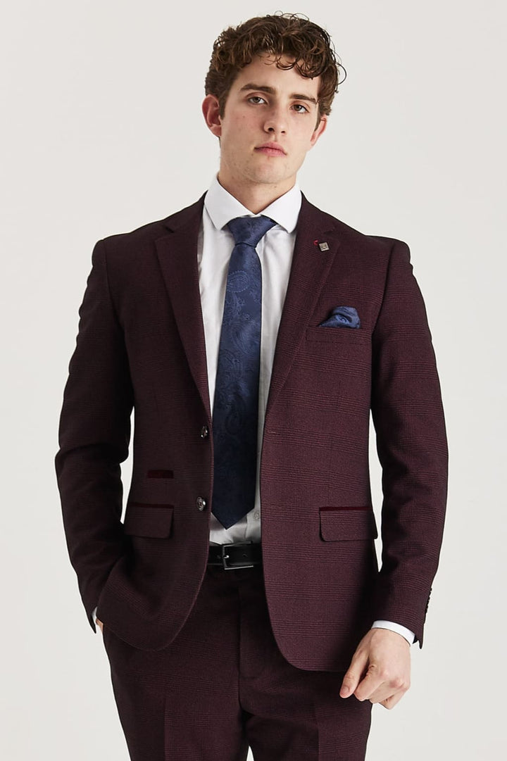 Regent - Men’s Wine Check Blazer - Men’s blazer