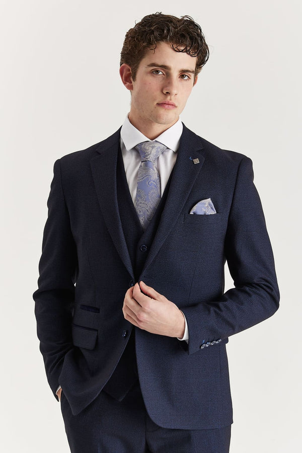Regent Navy Check Three Piece Suit - Men’s Suits