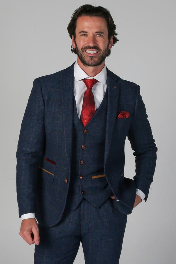 Scott - Men’s Navy Tweed Check Blazer - Men’s blazer