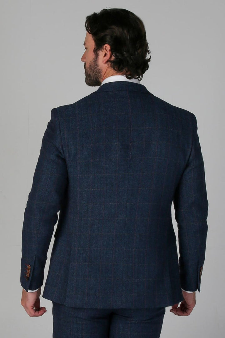 Scott Navy Tweed Check Three Piece Suit - Men’s Suits