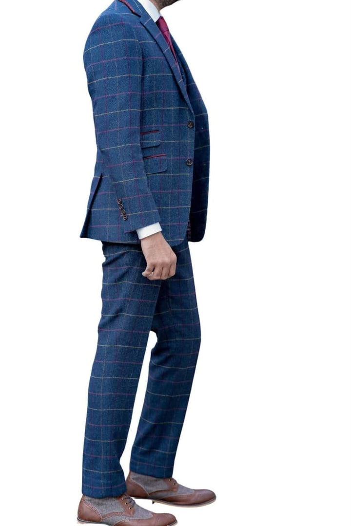 Skopes Doyle Navy Check Tweed Wool Blend 3 Piece Suit - Suit & Tailoring