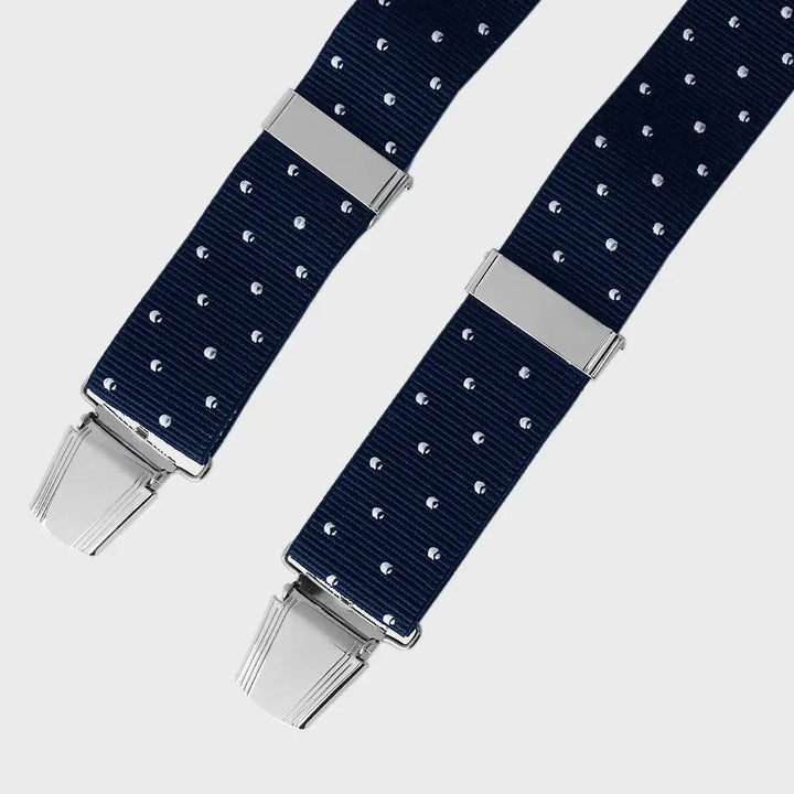 Men’s Premium Polka Dot Braces - Navy/Blue - Patterned Braces