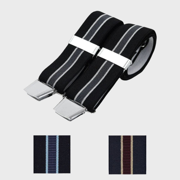 Men’s Premium Regimental Stripe Braces - Navy - Patterned Braces