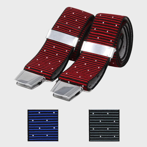 Men’s Premium Stripe and Spot Braces - Red - Patterned Braces