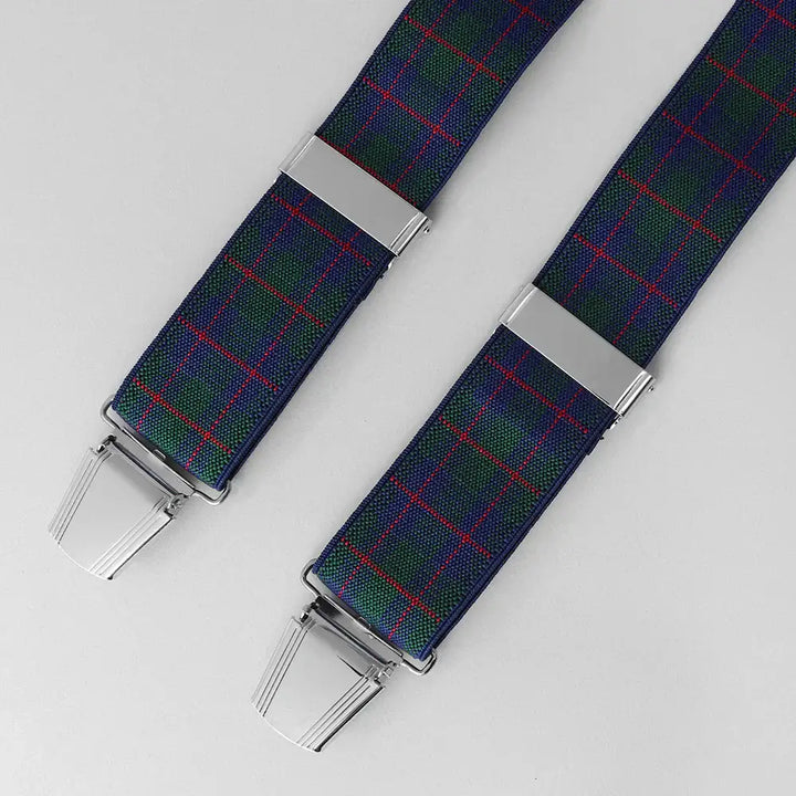 Men’s Premium Tartan Braces - Navy/Green - Patterned Braces