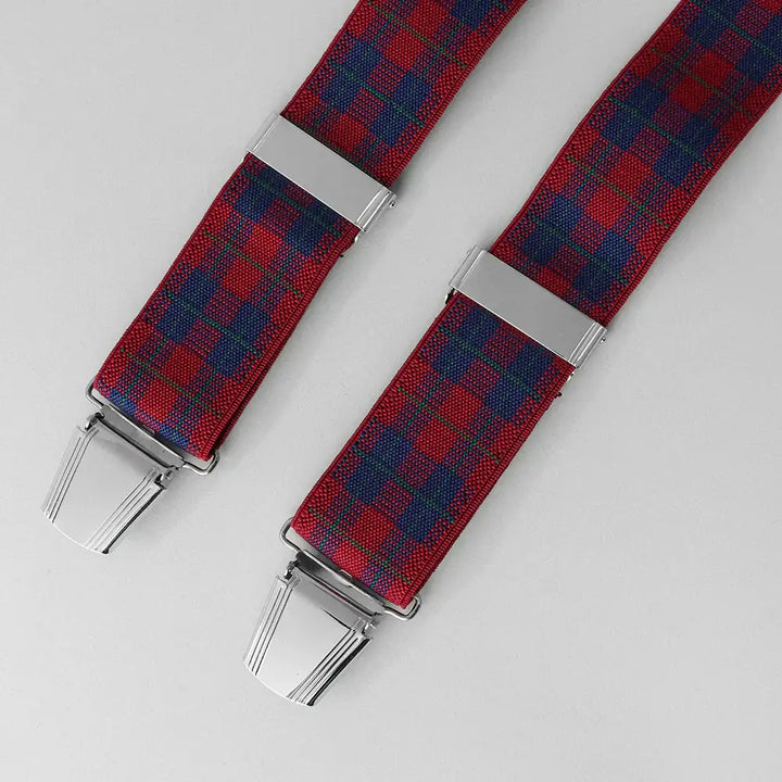 Men’s Premium Tartan Braces - Red/Navy - Patterned Braces