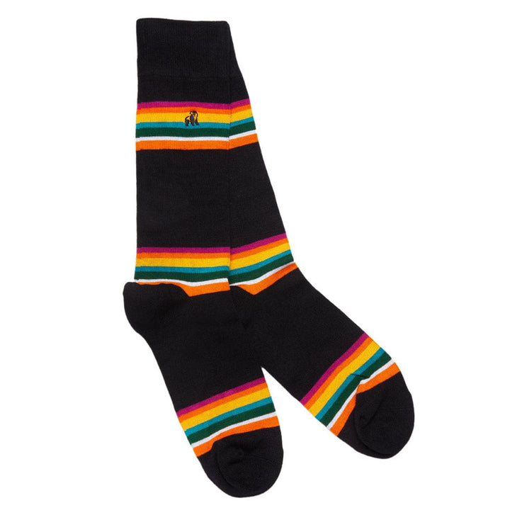 Black Bold Striped Bamboo Socks - UK 7-11 (EU 40-47, US 8-12) - Socks