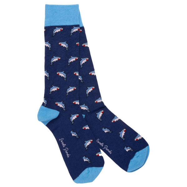 Blue Shark Bamboo Socks - UK 7-11 (EU 40-47 / US 8-12) - Socks