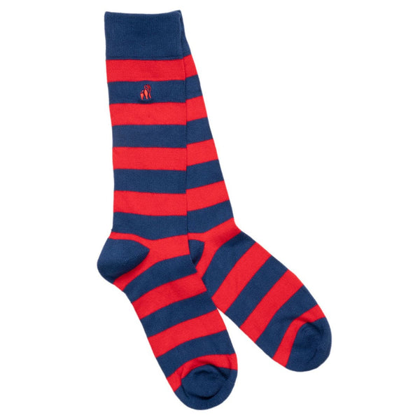 Classic Red Striped Bamboo Socks - UK 7-11 (US 8-12 / EU 40-47) - Socks