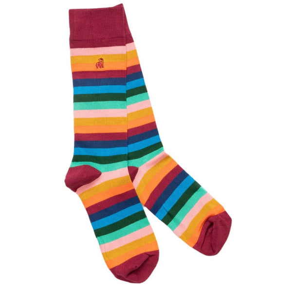 Multi Fine Striped Bamboo Socks (Comfort Cuff) - UK 4-7 (US 5-7.5 / EU 37-40) - Socks