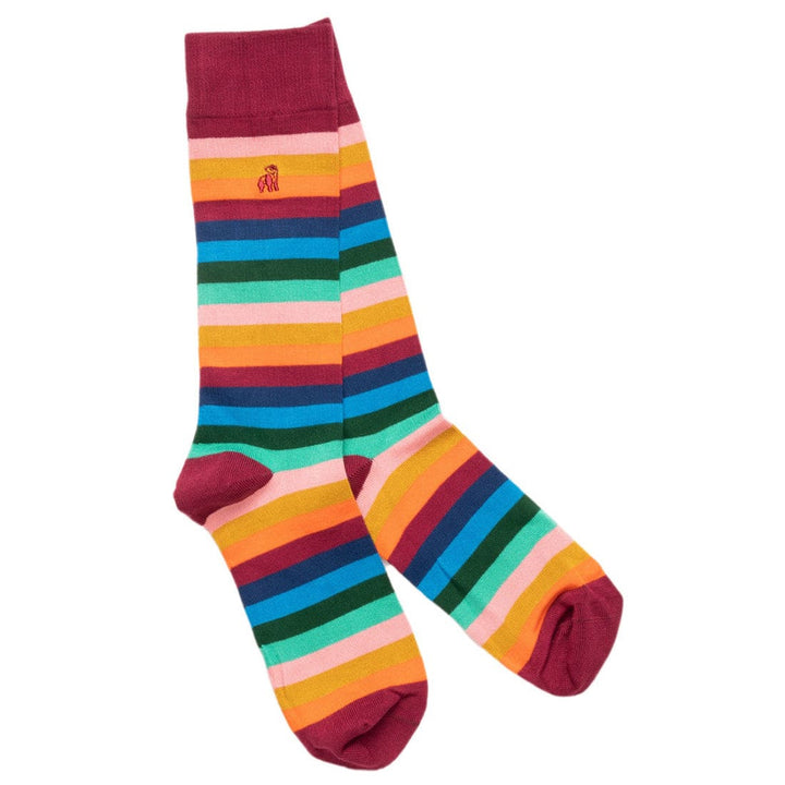 Multi Fine Striped Bamboo Socks - UK 7-11 (US 8-12 / EU 40-47) - Socks