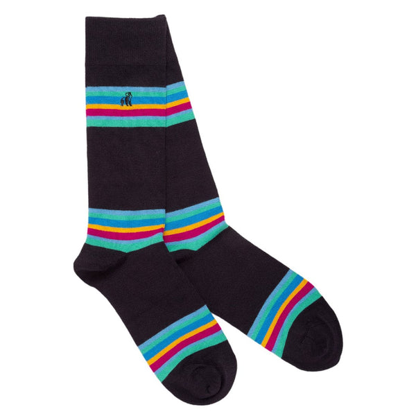 Navy Bold Striped Bamboo Socks - UK 7-11 (EU 40-47 / US 8-12) - Socks