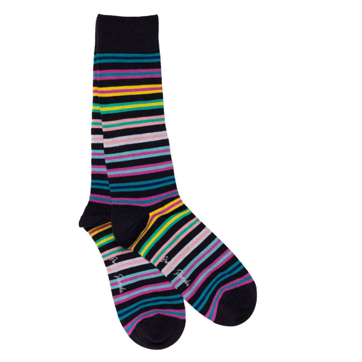 Navy Multi Stripe Socks - UK 4-7 (US 5-7.5 / EU 37-40) - Socks