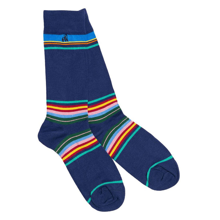 Navy Multi Stripe Socks - UK 7-11 (US 8-12 / EU 40-47) - Socks