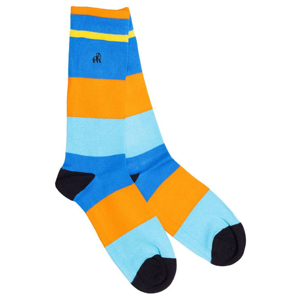 Orange & Blue Stripe Socks - UK 7-11 (US 8-12 / EU 40-47) - Socks