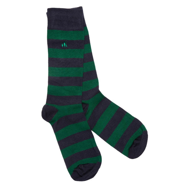 Racing Green Striped Bamboo Socks (Comfort Cuff) - UK 4-7 (US 5-7.5 / EU 37-40) - Socks